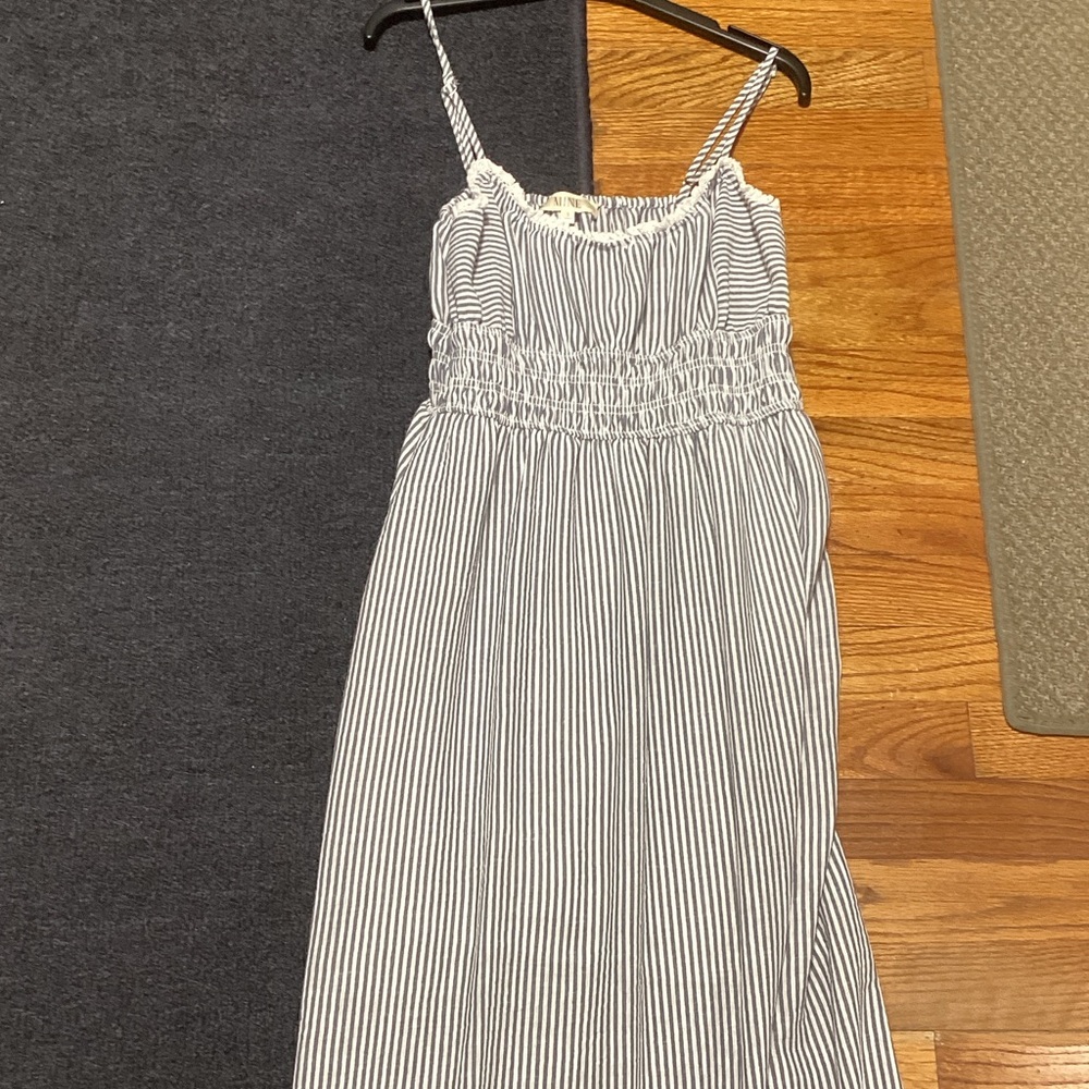 Mine Black and White Striped Maxi Dress